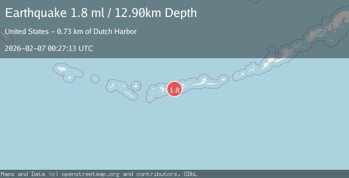 Map of 16 km WSW of Adak, Alaska
