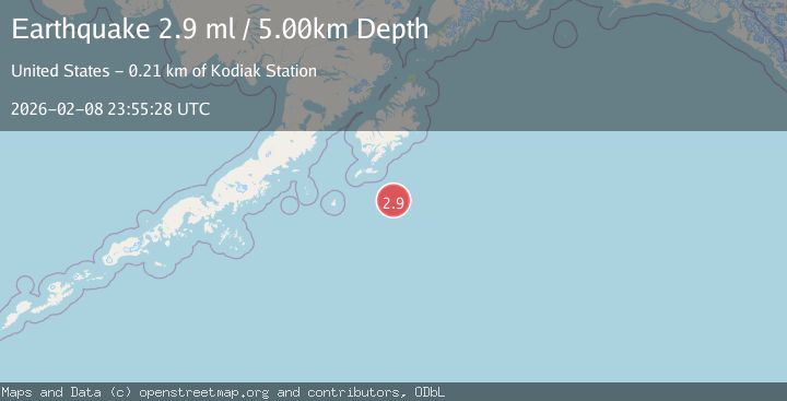 Map of 132 km SSE of Akhiok, Alaska