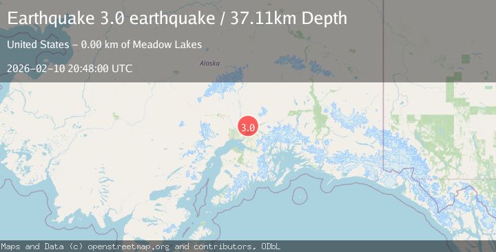 Map of 9 km NNW of Meadow Lakes, Alaska