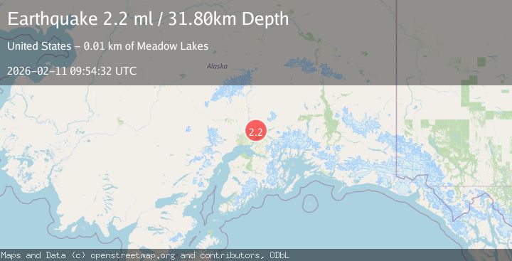 Map of 6 km NNW of Meadow Lakes, Alaska