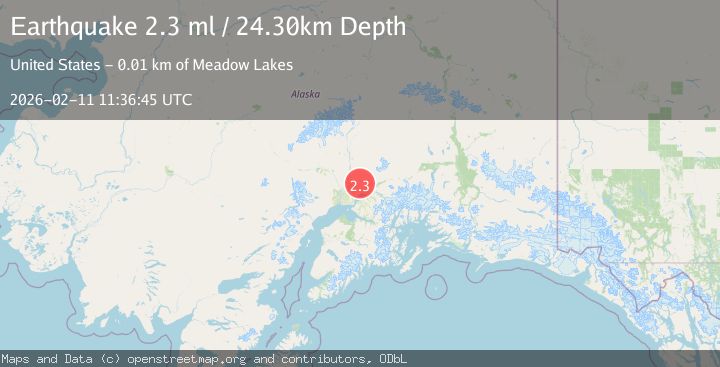Map of 8 km NNW of Meadow Lakes, Alaska