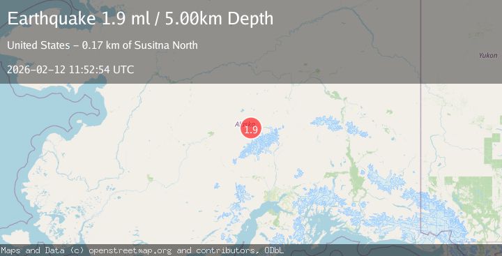 Map of 16 km S of Denali National Park, Alaska