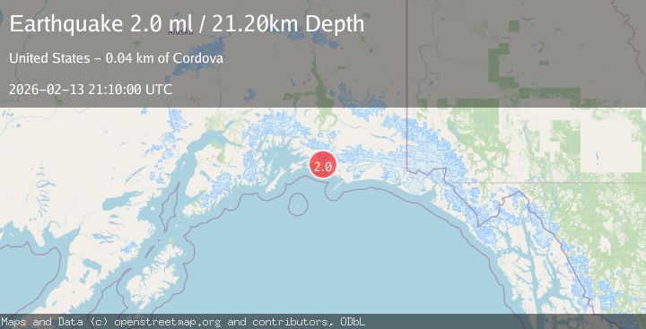 Map of 39 km ESE of Cordova, Alaska