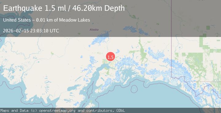 Map of 13 km NNW of Meadow Lakes, Alaska