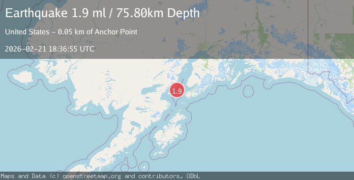 Map of 46 km WNW of Nanwalek, Alaska