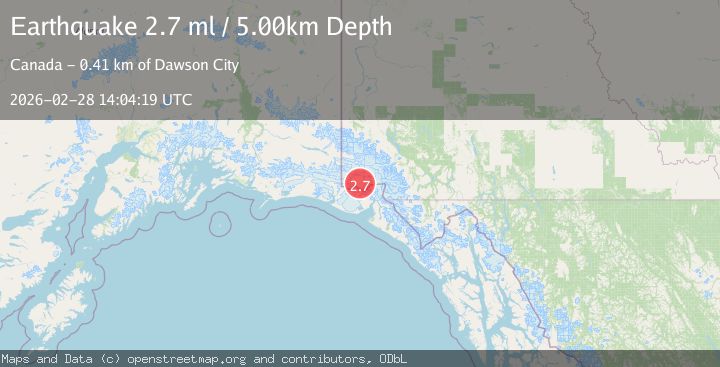 Map of 92 km NNW of Yakutat, Alaska