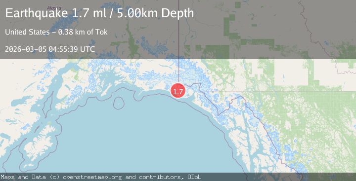 Map of 91 km NW of Yakutat, Alaska