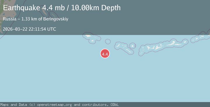 Map of 237 km SE of Attu Station, Alaska