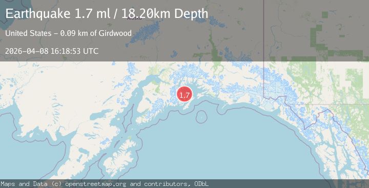Map of 45 km NNE of Chenega, Alaska