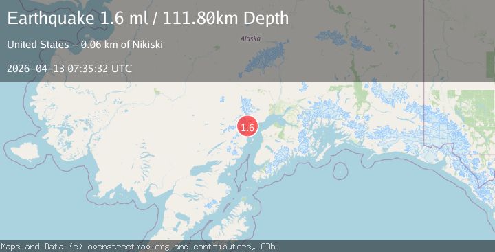 Map of 57 km WNW of Nikiski, Alaska