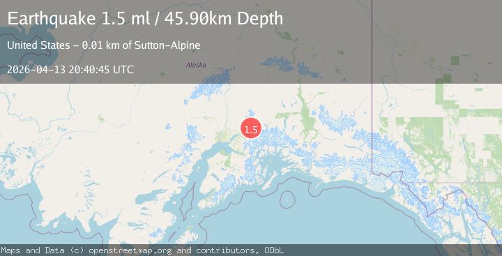 Map of 14 km SSE of Sutton-Alpine, Alaska