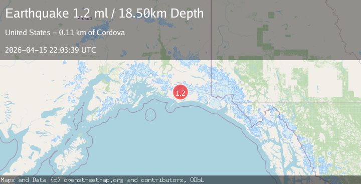 Map of 115 km E of Cordova, Alaska