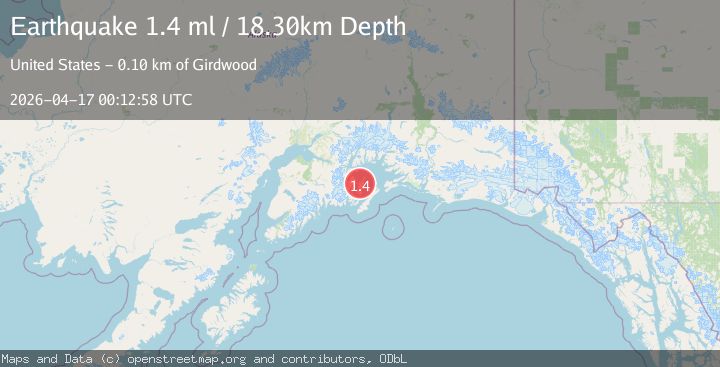 Map of 42 km NNE of Chenega, Alaska