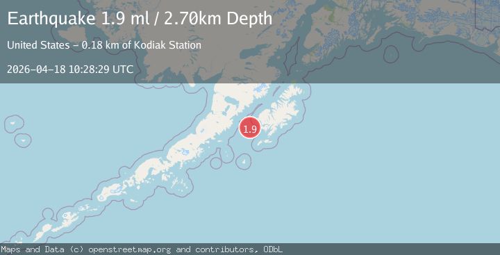 Map of 64 km W of Akhiok, Alaska