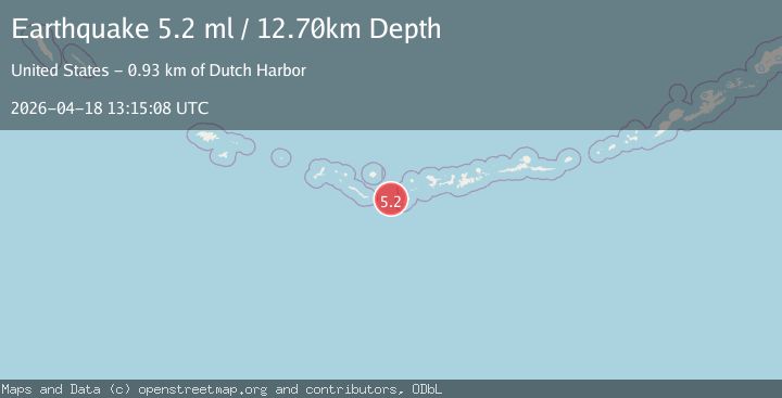 Map of 216 km WSW of Adak, Alaska