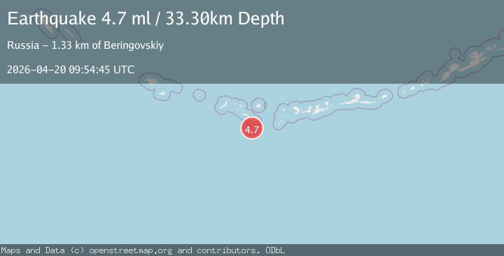 Map of 299 km WSW of Adak, Alaska