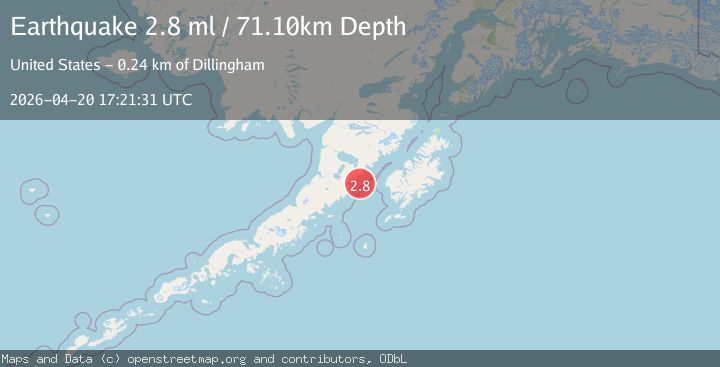 Map of 87 km WSW of Karluk, Alaska