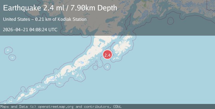 Map of 87 km W of Akhiok, Alaska