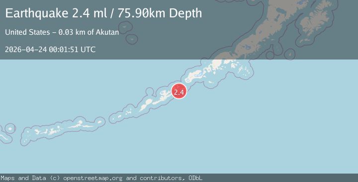 Map of 29 km SE of Akutan, Alaska