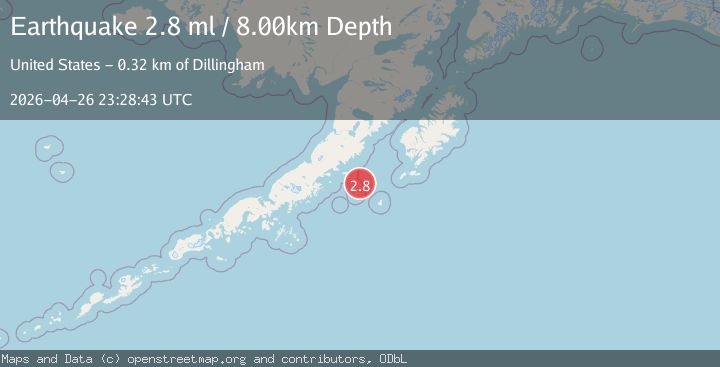 Map of 117 km E of Chignik, Alaska
