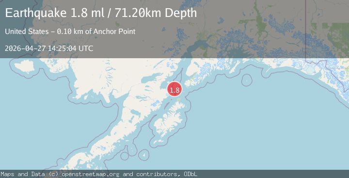 Map of 64 km WSW of Nanwalek, Alaska