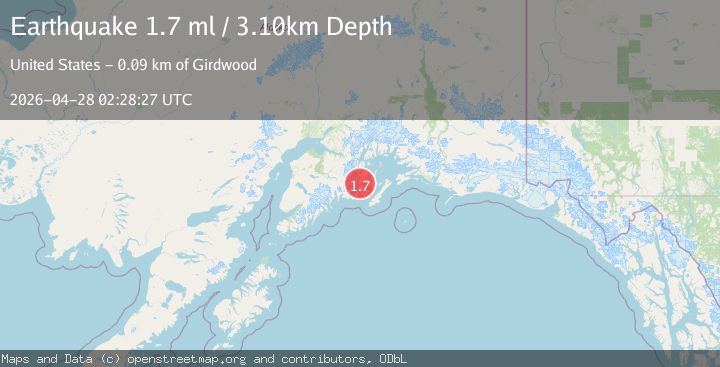 Map of 26 km NW of Chenega, Alaska