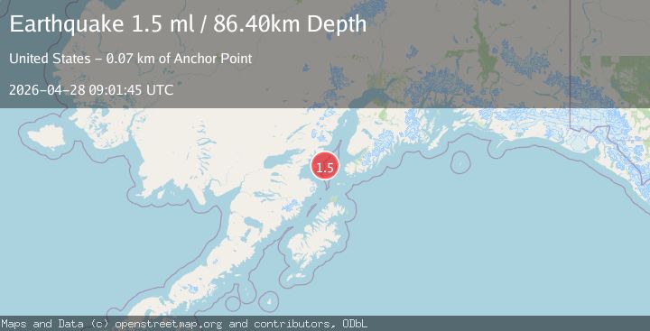 Map of 55 km W of Nanwalek, Alaska