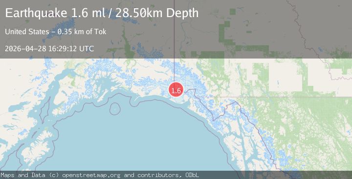 Map of 106 km NW of Yakutat, Alaska