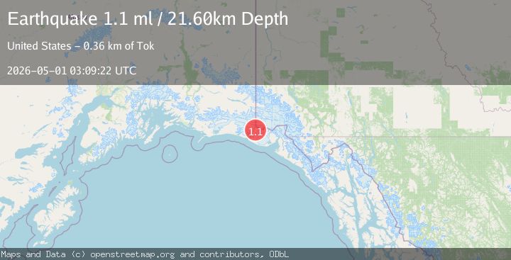 Map of 102 km NW of Yakutat, Alaska