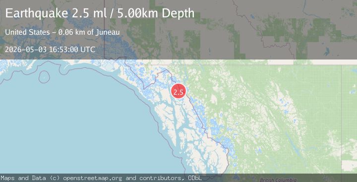 Map of 58 km N of Juneau, Alaska