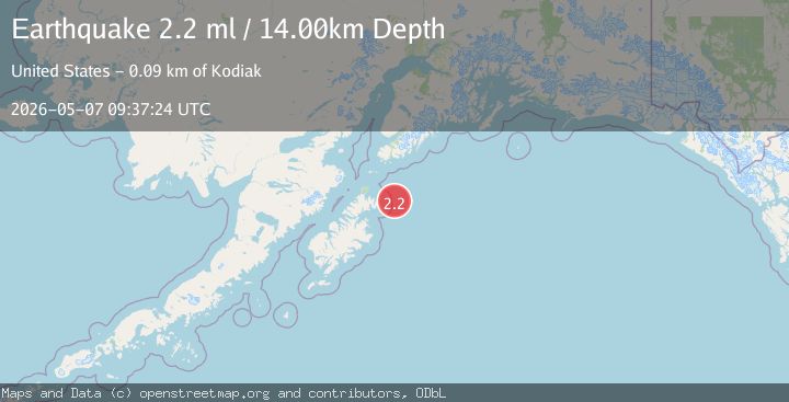 Map of 85 km ENE of Ouzinkie, Alaska