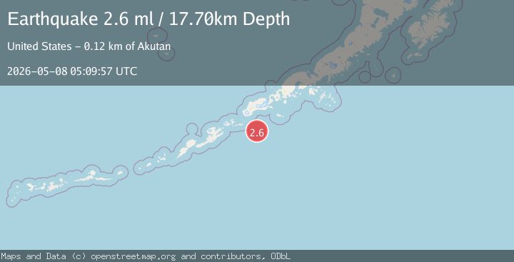 Map of 115 km SSW of False Pass, Alaska