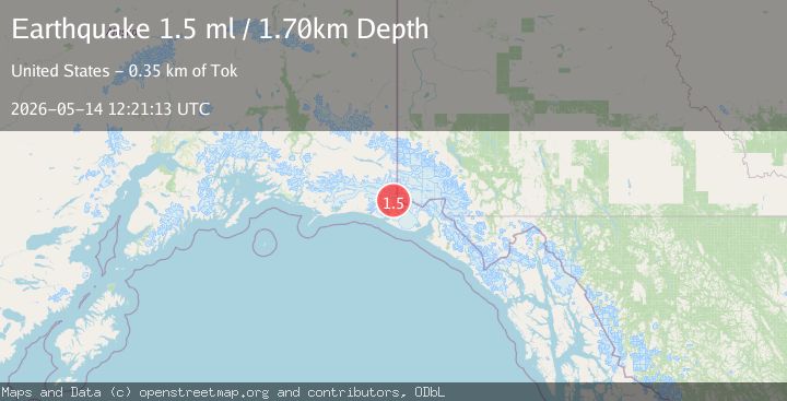 Map of 115 km NW of Yakutat, Alaska