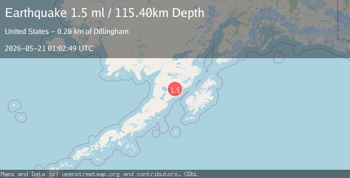 Map of 84 km WNW of Karluk, Alaska