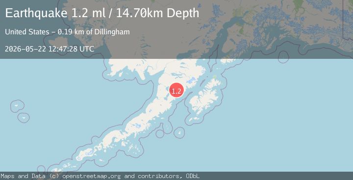 Map of 93 km WNW of Karluk, Alaska