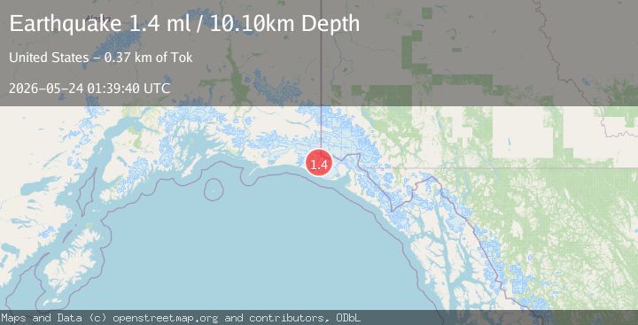 Map of 101 km NW of Yakutat, Alaska