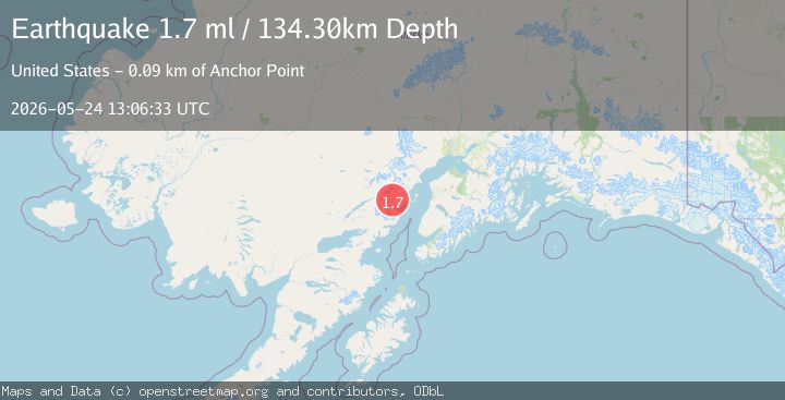 Map of 75 km WNW of Ninilchik, Alaska