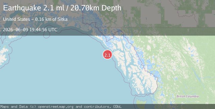 Map of 65 km WSW of Elfin Cove, Alaska