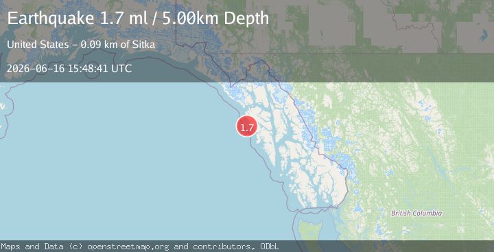 Map of 43 km SSW of Pelican, Alaska