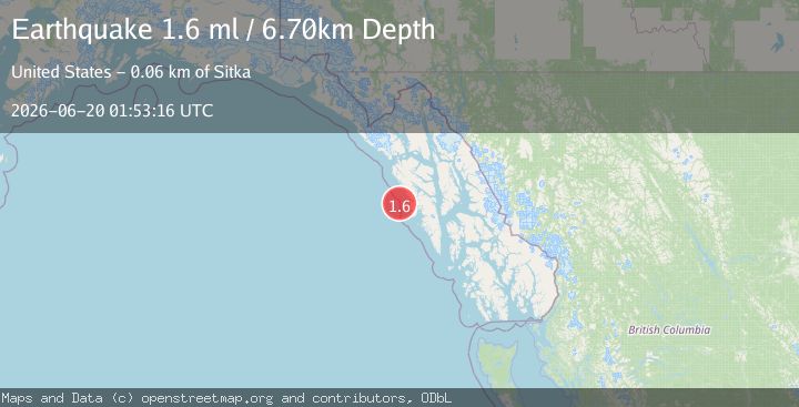 Map of 61 km WNW of Sitka, Alaska