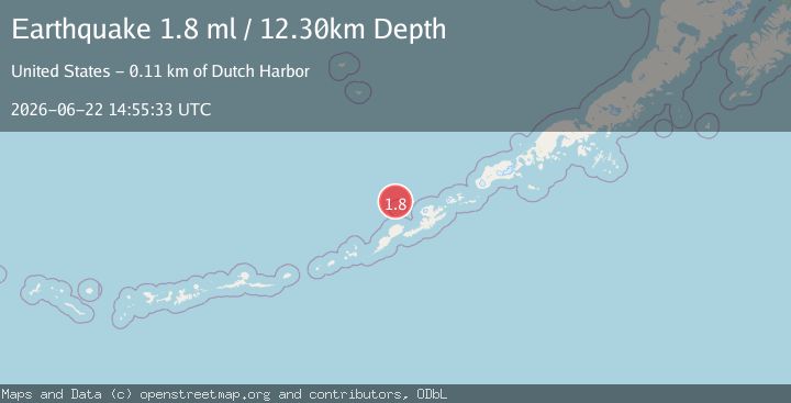 Map of 106 km WNW of Dutch Harbor, Alaska