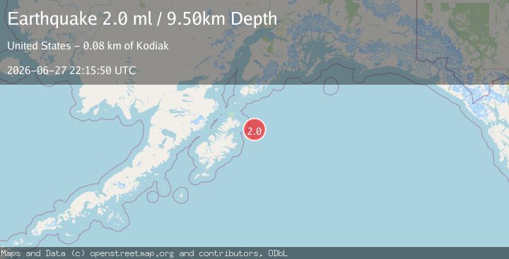 Map of 84 km ENE of Kodiak, Alaska