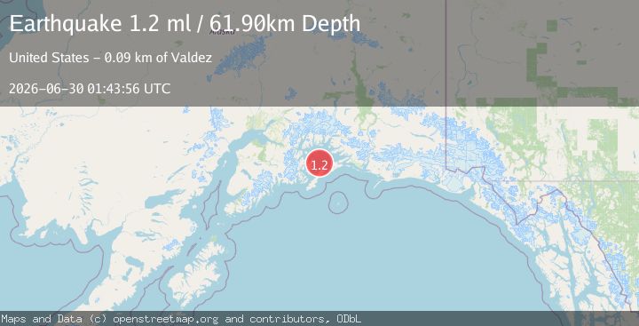 Map of 54 km SSW of Tatitlek, Alaska