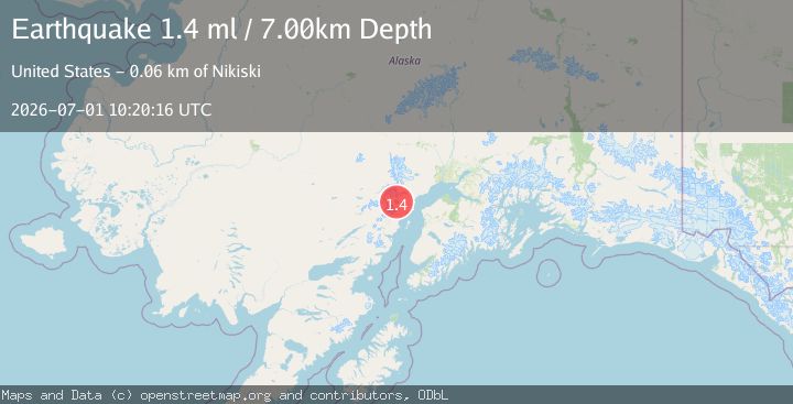 Map of 62 km WNW of Nikiski, Alaska