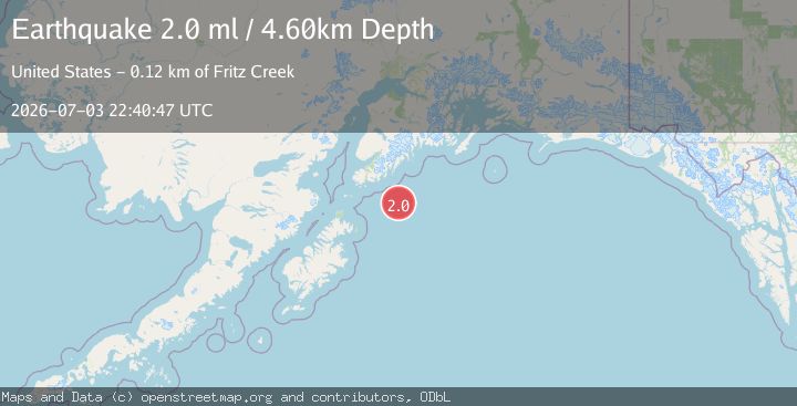 Map of 108 km SSE of Halibut Cove, Alaska