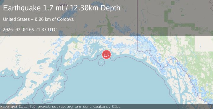 Map of 58 km S of Cordova, Alaska