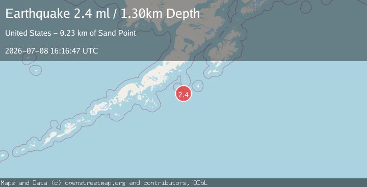 Map of 132 km SE of Chignik, Alaska