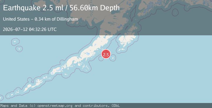 Map of 110 km E of Chignik, Alaska