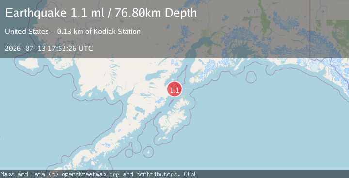 Map of 89 km WSW of Nanwalek, Alaska
