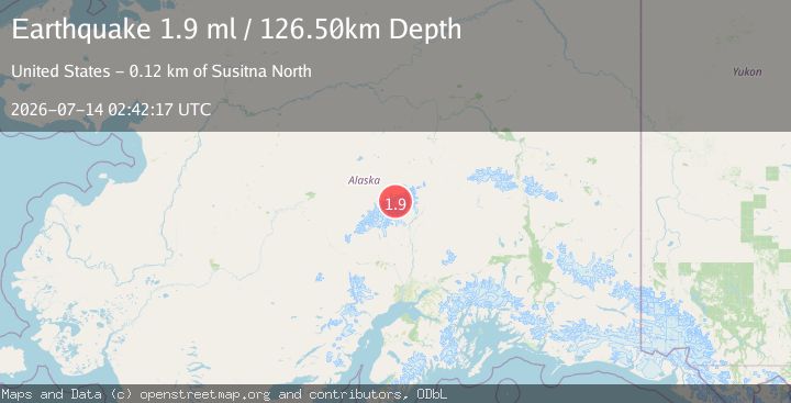 Map of 65 km SE of Denali National Park, Alaska